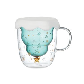 Cana borosilicata cu perete dublu, design Craciun, 250ml