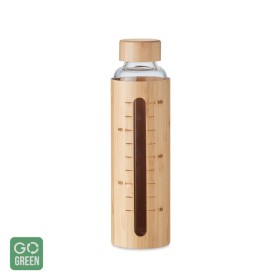 Sticla borosilicata cu capac si protectie din bambus, 600ml