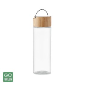 Sticla borosilicata cu capac si protectie din bambus, 600ml