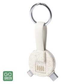 Breloc din paie de grau cu cabluri USB, USB-C, Lightning