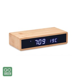 Incarcator wireless din bambus cu ceas, MORO