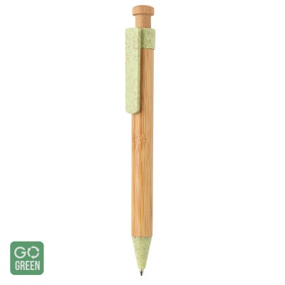 Pix din bambus cu clema din paie de grau, verde