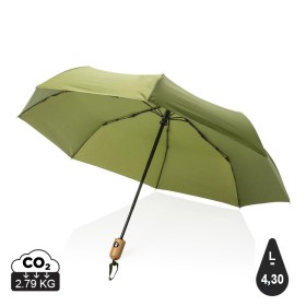 Umbrela Impact RPET automata, cu maner bambus, verde