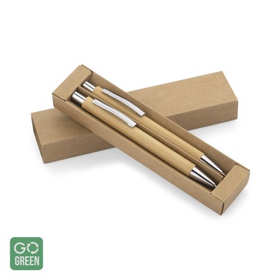 Set scris din bambus cu pix si creion automat, in cutie, MAMBOO