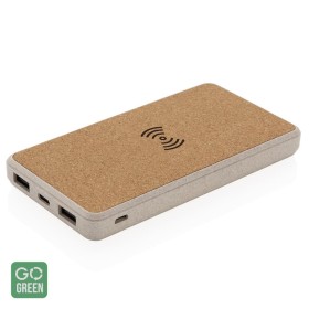 Acumulator extern cu incarcare wireless, din pluta si paie de grau, 8.000mAh