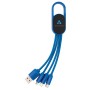 Cablu incarcare USB cu carabina, 4 in 1, albastru