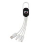 Cablu incarcare USB cu carabina, 4 in 1, alb
