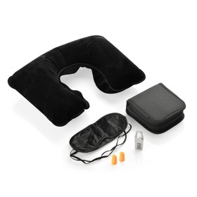 Set calatorii in husa cu perna gonflabila, banda ochi, dopuri urechi, lacat, MOON