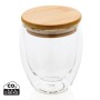 Pahar borosilicat cu perte dublu si capac bambus, 250ml