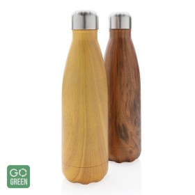 Sticla inox izolata in vid cu imprimeu in lemn