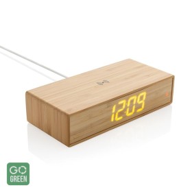 Ceas desteptator din bambus cu incarcator wireless, 5W