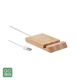 Stand telefon din bambus cu incarcator wireless, 10W