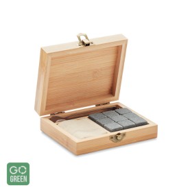 Set 9 cuburi gheata din piatra si cleste in cutie bambus, cu gravare inclusa